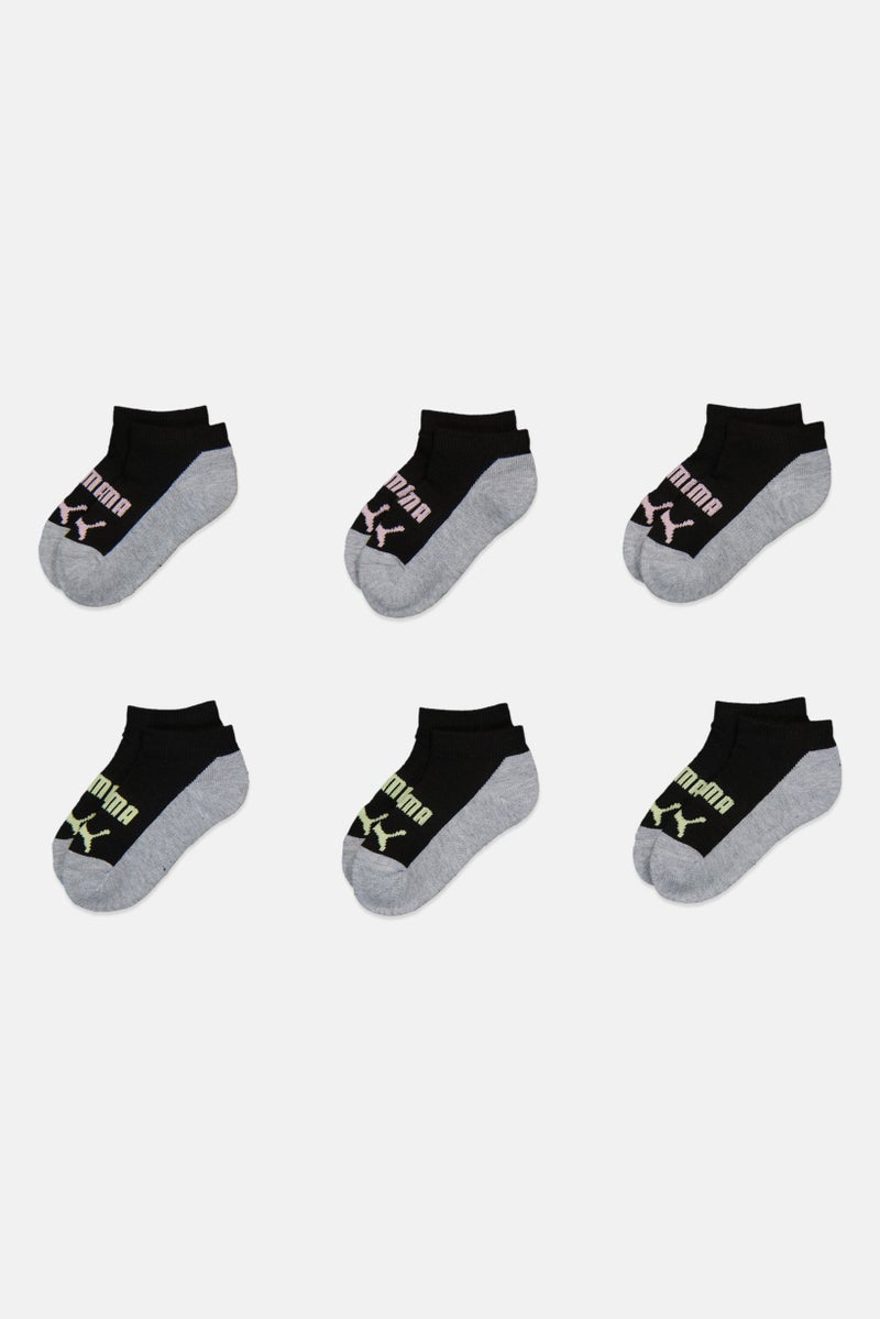 PUMA Toddlers Girl 6 Pairs Brand Logo Low Cut Socks, Multicolor - Image 3