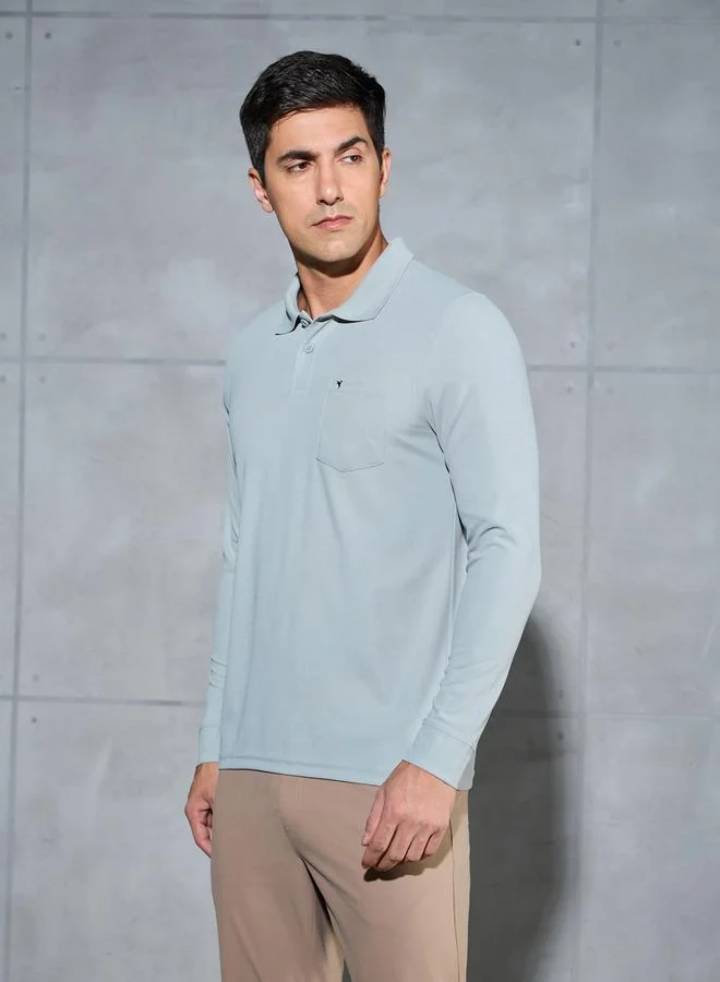 Technosport Technosport Solid Polo T-Shirt with Pocket Detail