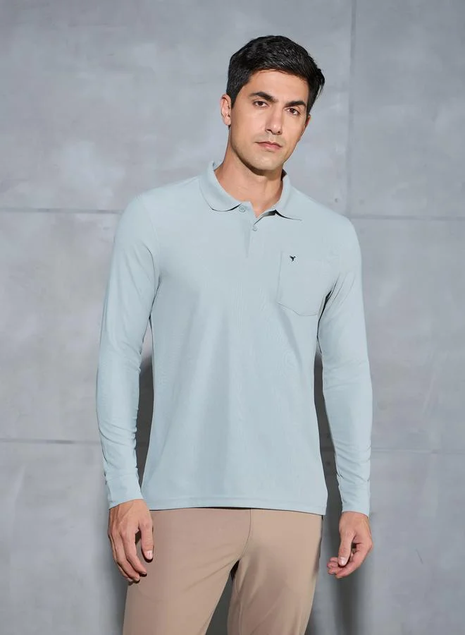 Technosport Technosport Solid Polo T-Shirt with Pocket Detail