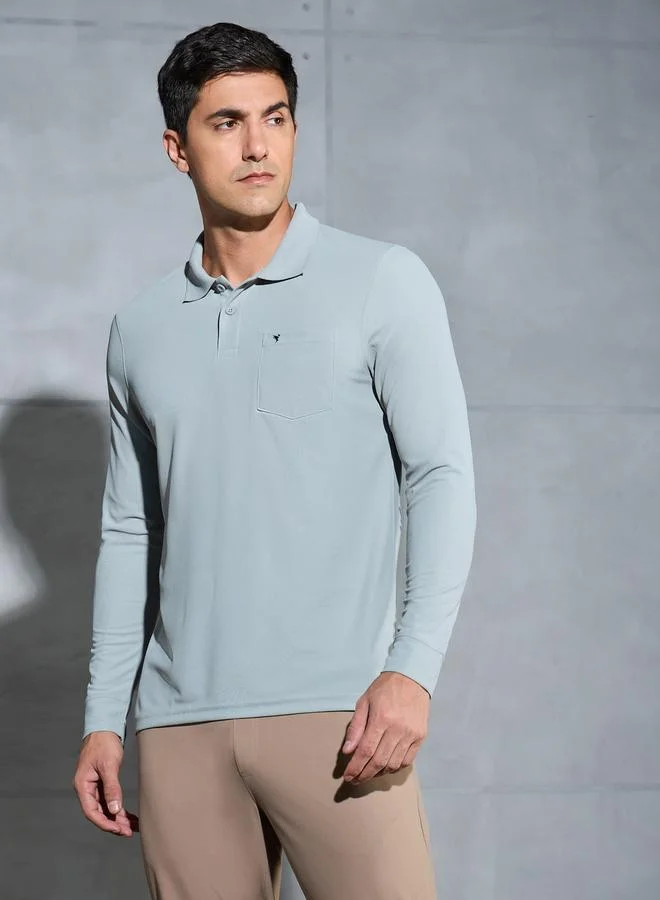 Technosport Technosport Solid Polo T-Shirt with Pocket Detail