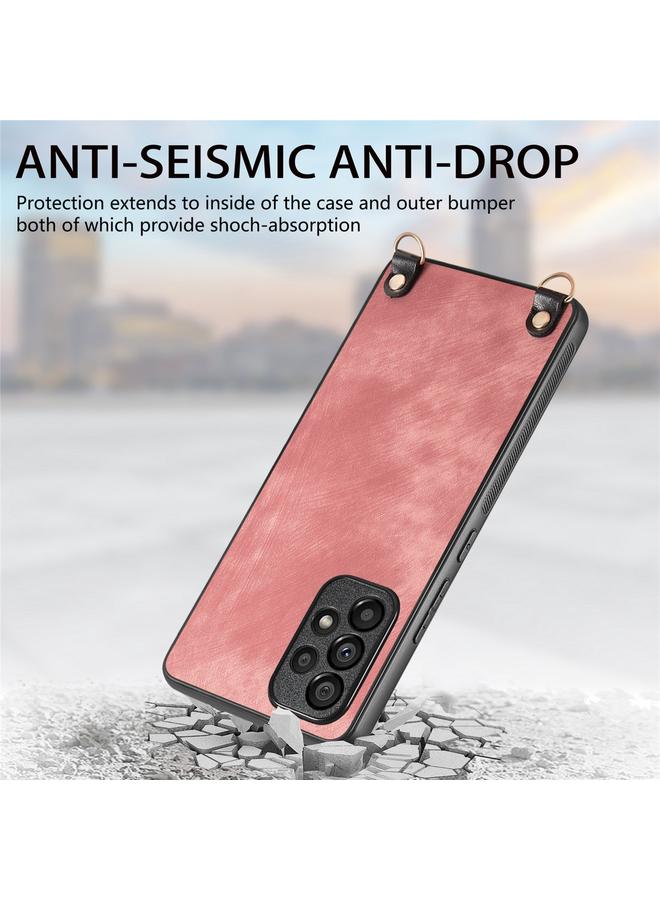 S-TOP Case For Samsung Galaxy A53 Vintage Leather PC Back Cover Phone Case with Crossbody Strap - Image 4