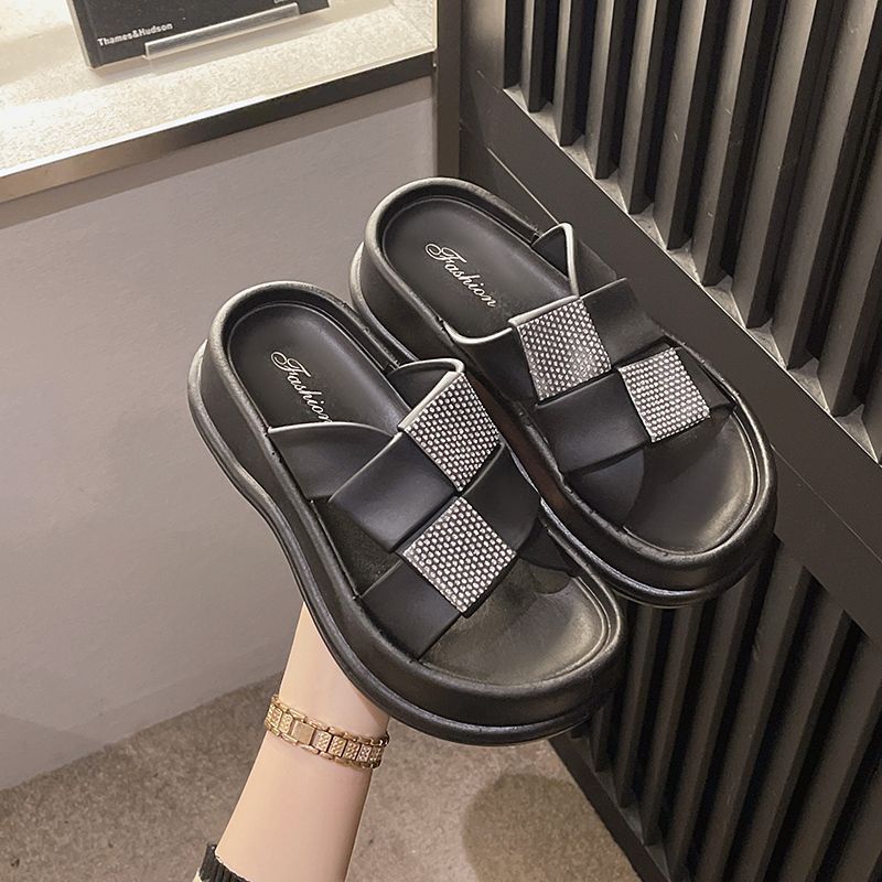 2024 Square Rhinestone Elevator Women Slippers Fashion Other styles stock slippers  - Image 3