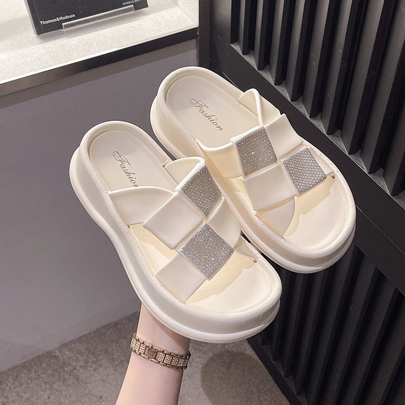 2024 Square Rhinestone Elevator Women Slippers Fashion Other styles stock slippers  - Image 2