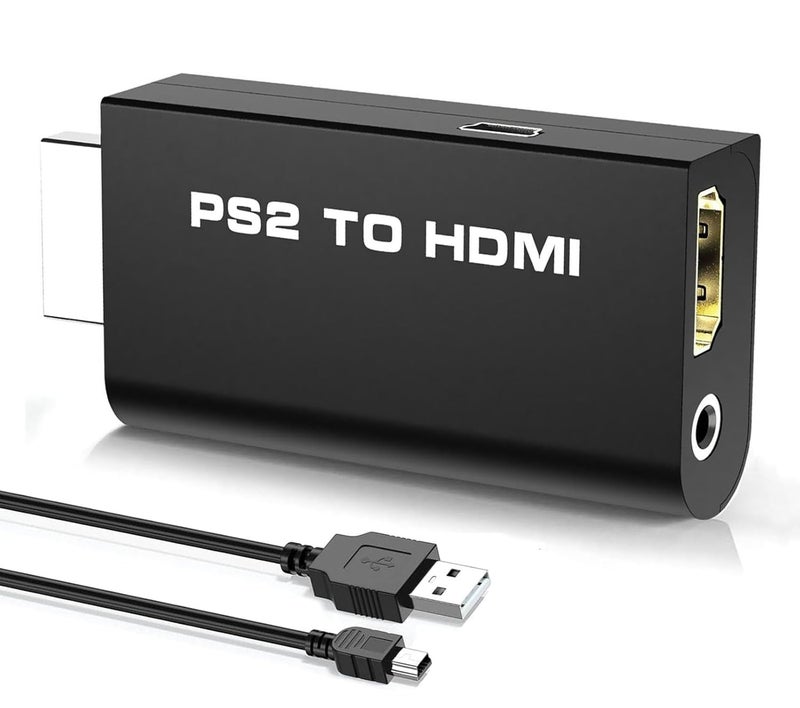 MESHIV محول PS2 إلى HDMI مع مخرج صوت 3.5 مم لشاشة HDTV - يدعم جميع أوضاع عرض PS2 (أسود) - Image 1