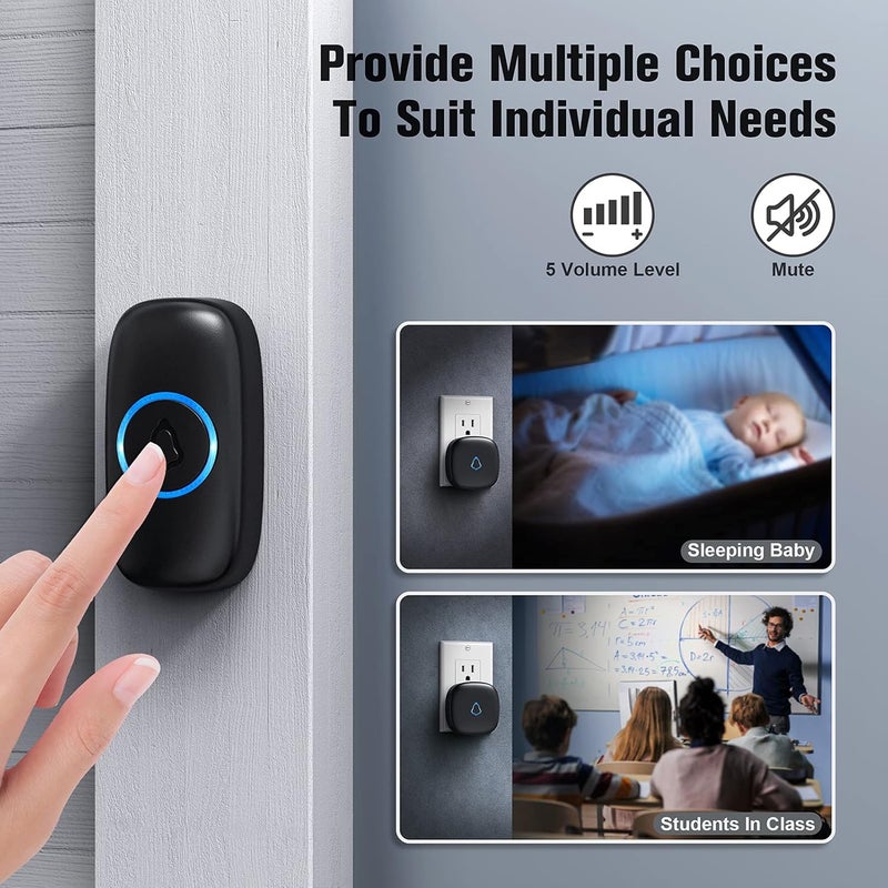 SECRUI Wireless Doorbell F55 Push Button, Pair with Wireless Doorbell Kits, Replacement, Additional Push Button, Black - Image 4