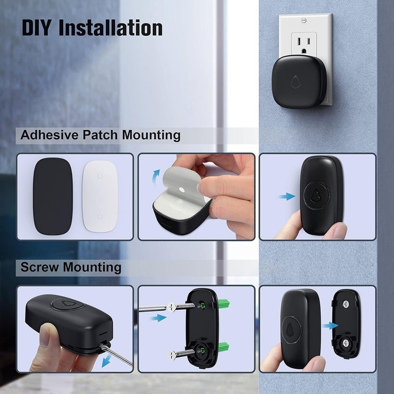 SECRUI Wireless Doorbell F55 Push Button, Pair with Wireless Doorbell Kits, Replacement, Additional Push Button, Black - Image 3