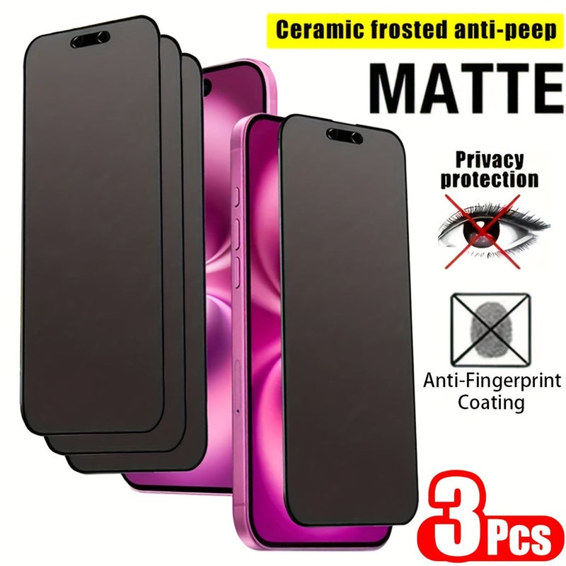 3pcs Full Coverage Matte Privacy Screen Protector for iPhone SE 4 Anti Spy Edge Protection - Image 1