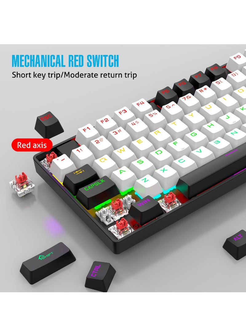 Rock Pow ROCK POW Wired Gaming Keyboard English 104 Keys Mechanical Keyboard with RGB Backlit 19 Modes, Media Control Knob, PBT Keycaps for PC Gaming and Working (Red Switch)  - Image 2