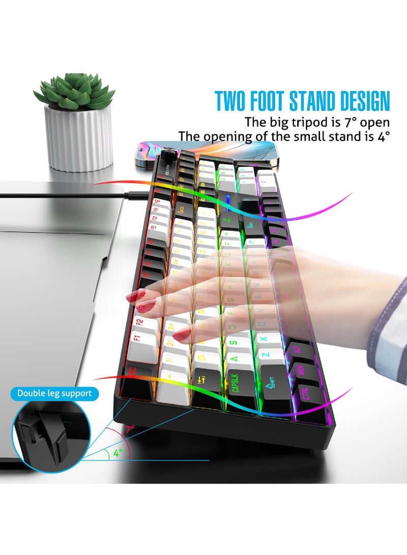 Rock Pow ROCK POW Wired Gaming Keyboard English 104 Keys Mechanical Keyboard with RGB Backlit 19 Modes, Media Control Knob, PBT Keycaps for PC Gaming and Working (Red Switch)  - Image 5