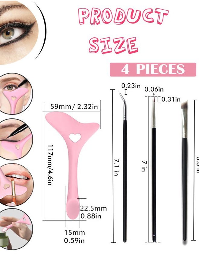 DogieLyn Slanted Ultra Thin Winged Eyeliner Brush Silicone Eye Liner Stencils Makeup Aid,Angled Eyeliner Brush Slanted-Small Thin Winged Liner Eyeshadow Eyebrow Tool (pink-3)  - Image 2