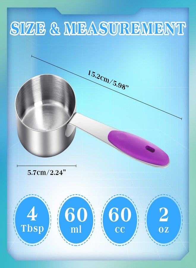 Nitial 10 Pieces 1/4 Cup Measuring Cup Bulk Stainless Steel Measuring Scoop Small Coffee Scoop with Silicone Handle Kitchen Gadgets for Cooking(Purple) - Image 2