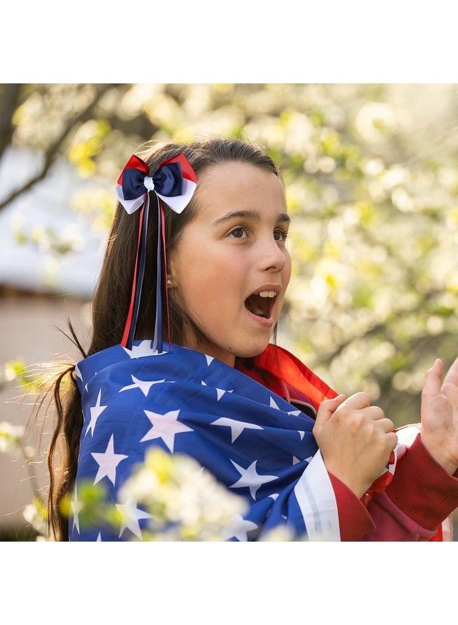 KCHIES Patriotic Hair Bows with Long Ribbon Tails for Teen Toddler Girls Red White Blue Alligator Clips Cheer Barrettes Grips Women July Fourth outfit Accessories Kids Back School Gift - Image 5