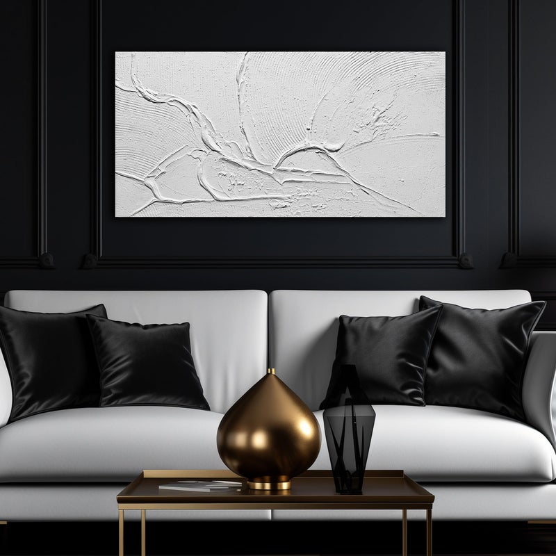THRLVEART Abstract Canvas Wall Art for Kitchen Minimalist Hand Painted Wall Art for Bedroom White Wall Decor for Living Room Size 20 x 40 Inch - Image 3