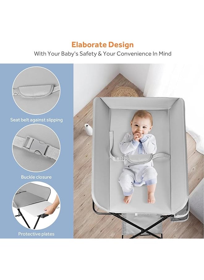 erorex Portable Changing Table Waterproof Changing Table With Wheels Adjustable Height Foldable Changing  - Image 2