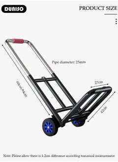 DUNISO Folding Hand Truck, Heavy-Duty Luggage Trolley With Telescoping Handle and Rubber Wheels, Truck Cart Lightweight Shopping Trolley for Factory Warehouse, Moving Storage and More  - Image 4