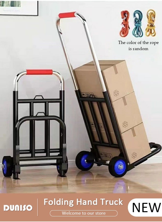 DUNISO Folding Hand Truck, Heavy-Duty Luggage Trolley With Telescoping Handle and Rubber Wheels, Truck Cart Lightweight Shopping Trolley for Factory Warehouse, Moving Storage and More  - Image 1