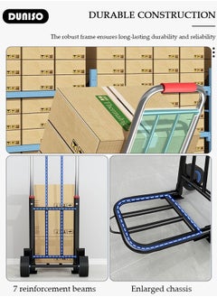 DUNISO Folding Hand Truck, Heavy-Duty Luggage Trolley With Telescoping Handle and Rubber Wheels, Truck Cart Lightweight Shopping Trolley for Factory Warehouse, Moving Storage and More  - Image 3