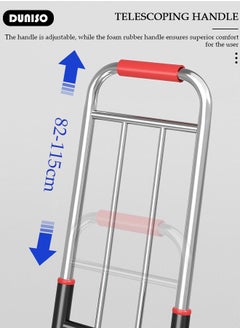 DUNISO Folding Hand Truck, Heavy-Duty Luggage Trolley With Telescoping Handle and Rubber Wheels, Truck Cart Lightweight Shopping Trolley for Factory Warehouse, Moving Storage and More  - Image 5