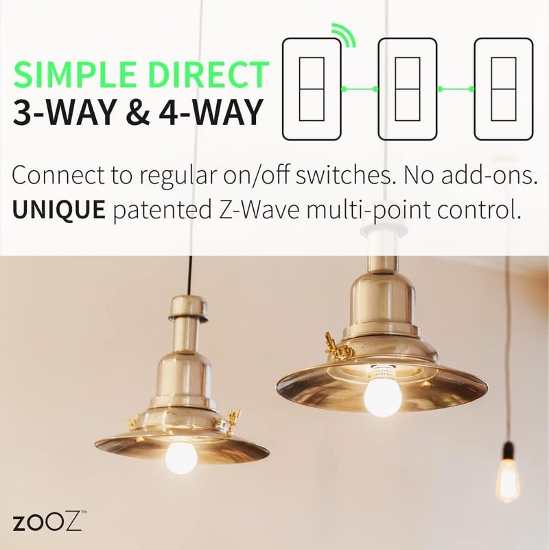 ZOOZ 800 Series Z-Wave Long Range Toggle Dimmer ZEN74, White | Direct 3-Way (No Add-On Switch Needed) | Z-Wave Hub Required - Image 1
