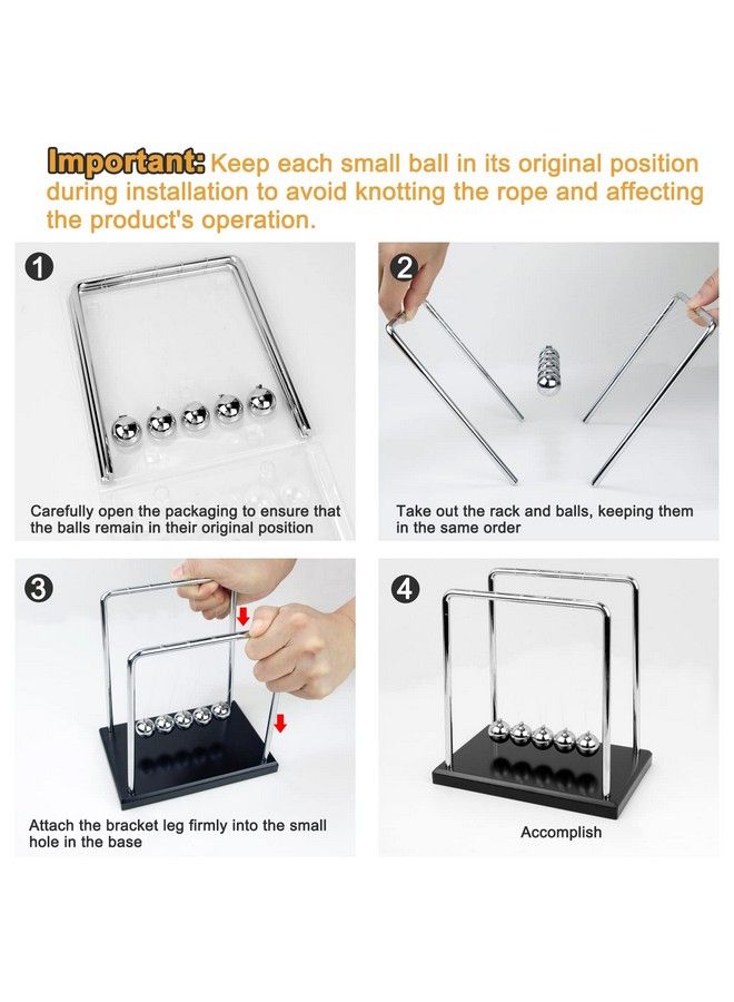 Sealive Newton Cradle Balance Ball Physics Desk Toy Science Fun & Stress Relief For Men And Women Helps With Thinking Concentration And Calm Down While Fidgeting Ideal For Office And Home - Image 4