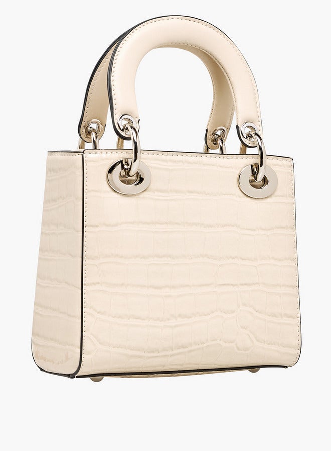 Celeste Textured Tote Bag with Detachable Strap and Button Closure  - Image 4