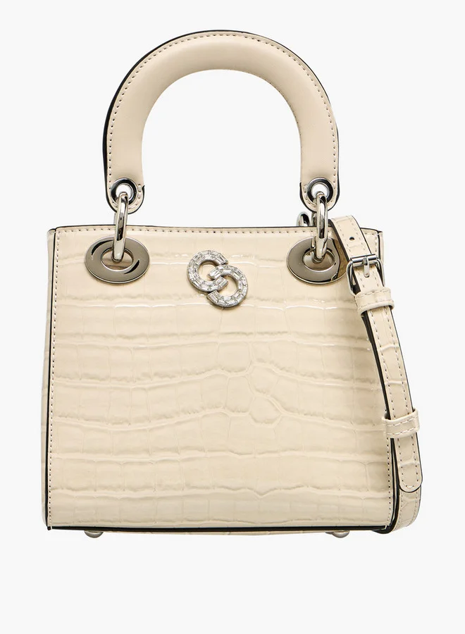 Celeste Textured Tote Bag with Detachable Strap and Button Closure