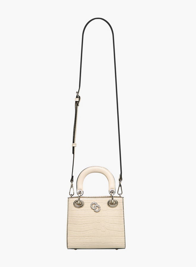 Celeste Textured Tote Bag with Detachable Strap and Button Closure  - Image 3