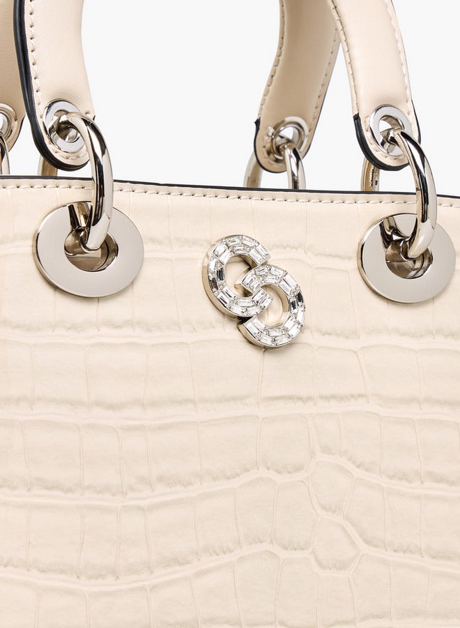 Celeste Textured Tote Bag with Detachable Strap and Button Closure  - Image 5