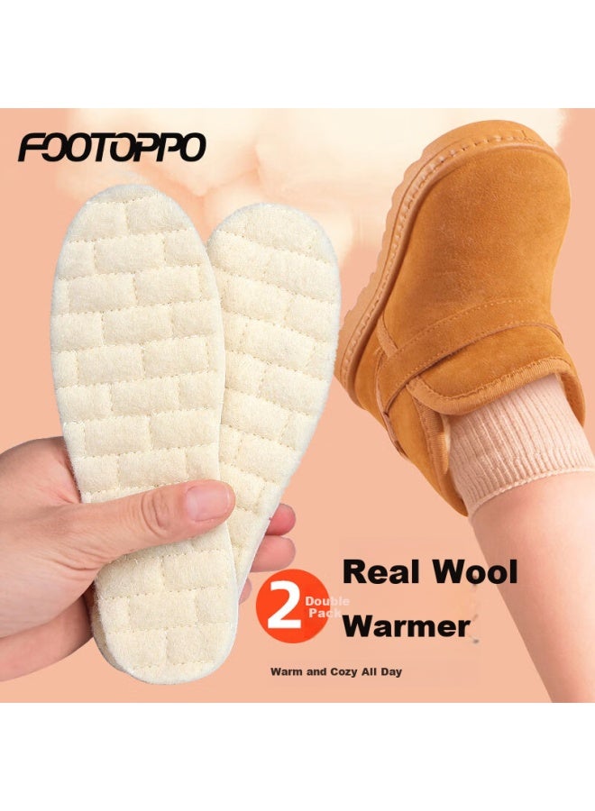 Footoppo Wool Latex Children's Warm Insoles, Winter Cold-proof Thickened Shoe Inserts, Autumn And Winter Fleece-lined Soft-soled Wool Shoe Inserts For Winter