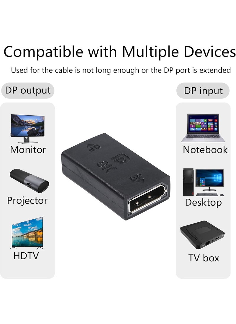 CERRXIAN CERRXIAN 8K DisplayPort to DisplayPort Coupler 14 DP Female to DP Female Extension Adapter Ultra High Speed Support 8K60Hz 4K144Hz2Pack  - Image 3