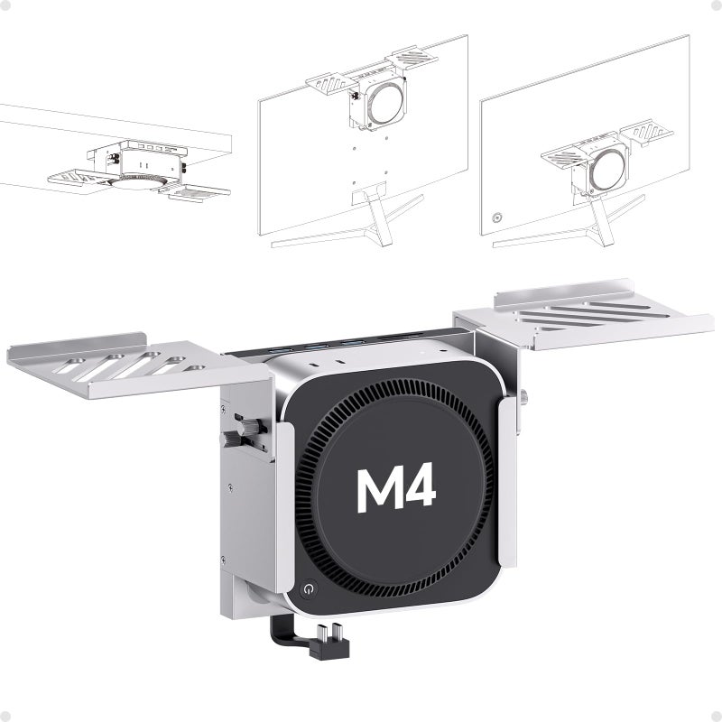 PULWTOP Mac mini M4 Dock & Stand with M.2 NVMe 8TB SSD Enclosure, Macmini M4 Hub with HDMI 4K 60Hz, 3 USB-A 10Gbps for Mac mini M4/M4 Pro 2024, Metal Bracket Holder for Monitor, Desk and VESA Port - Image 1