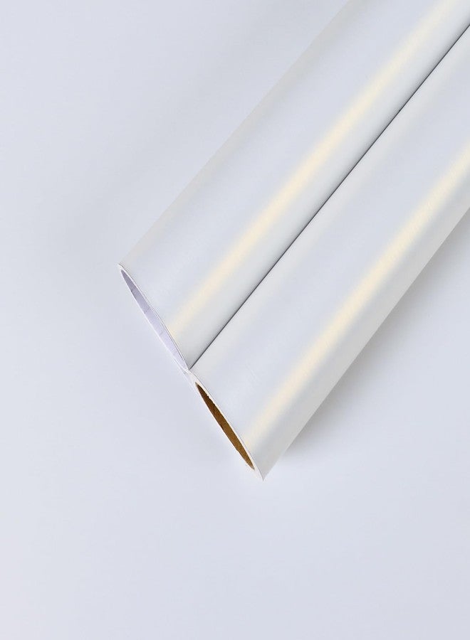 CHIHUT Bright White Stainless Steel Contact Paper for Appliances Fridge Metallic White Wallpaper Peel and Stick Self Adhesive Waterproof Vinyl Wrap for Refrigerator Cabinet Counter Top 17.7"x100" - Image 1