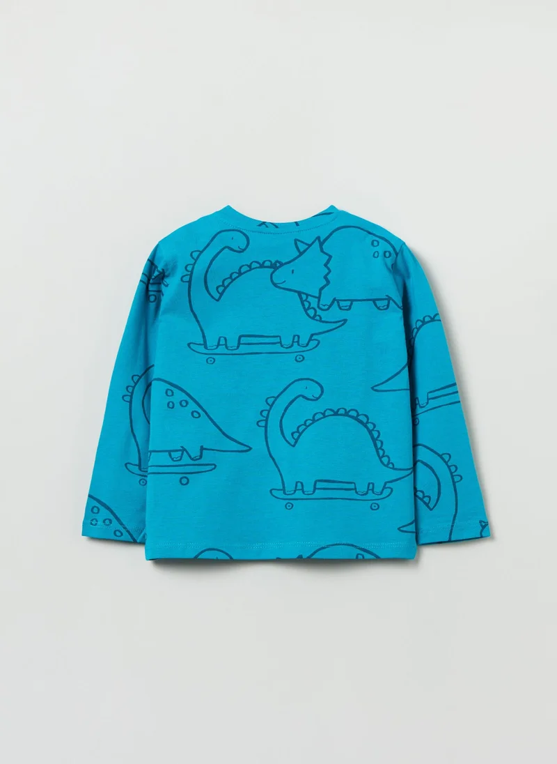 او في اس Long-Sleeved T-Shirt With Print