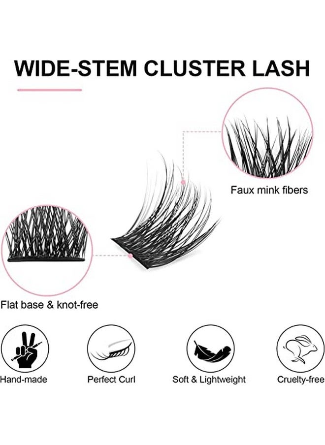 fenshine Fenshine Cluster Lashes Extensions, 120Pcs Individual Lashes Wide Stem D Curl Mix 9-15mm Length DIY Eyelash Extension Individual Soft False Lashes for Personal Use at Home  - Image 2