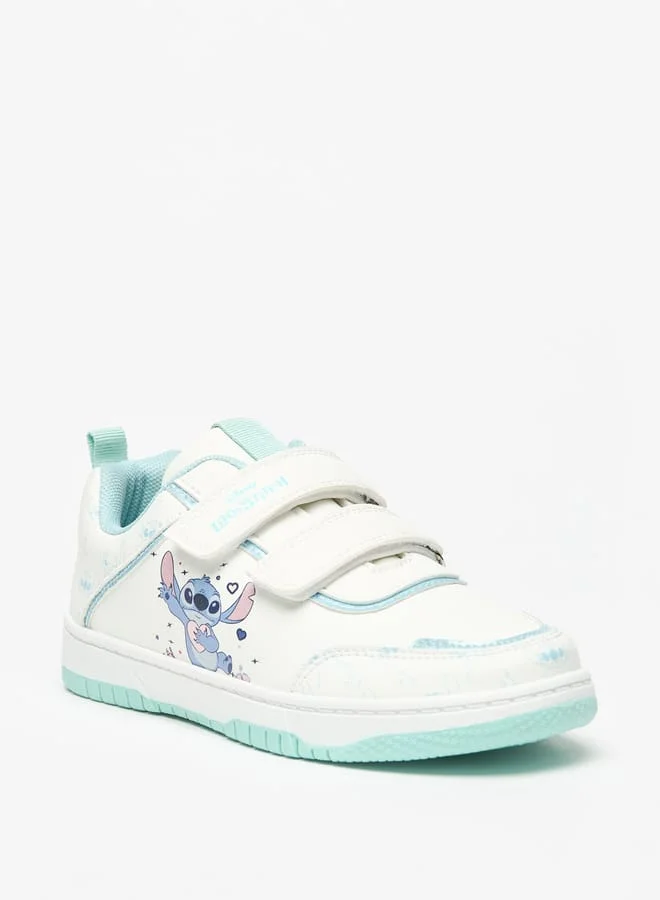 Disney Stitch Print Sneakers with Hook and Loop Closure