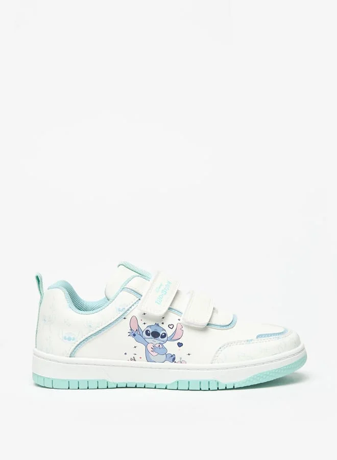 Disney Stitch Print Sneakers with Hook and Loop Closure