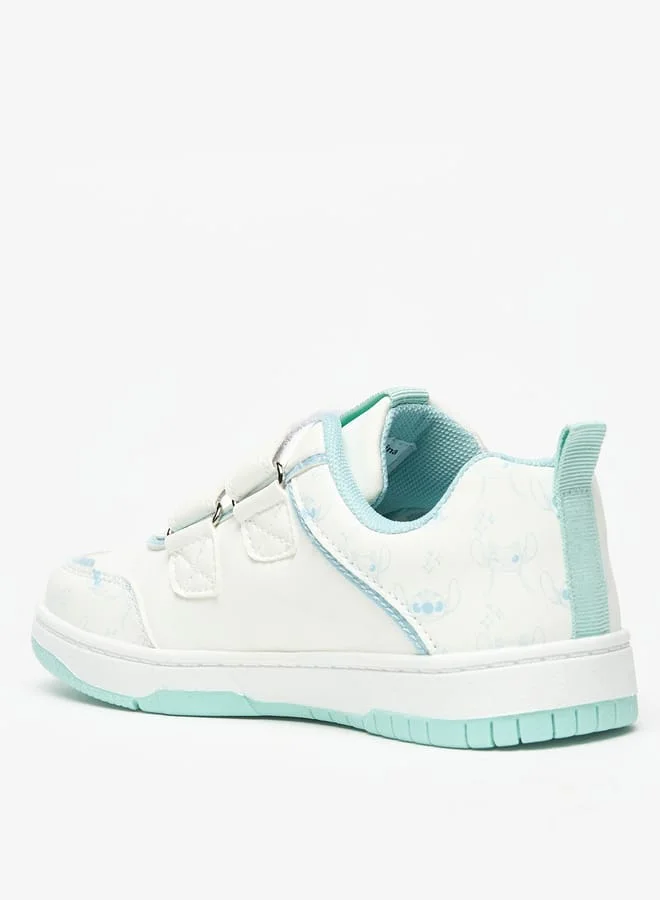 Disney Stitch Print Sneakers with Hook and Loop Closure