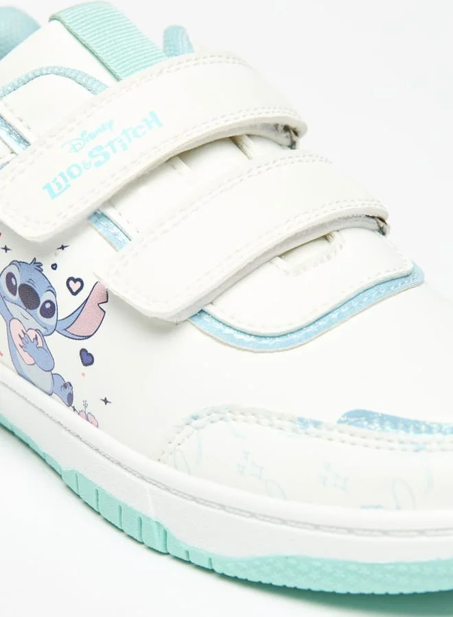 Disney Stitch Print Sneakers with Hook and Loop Closure