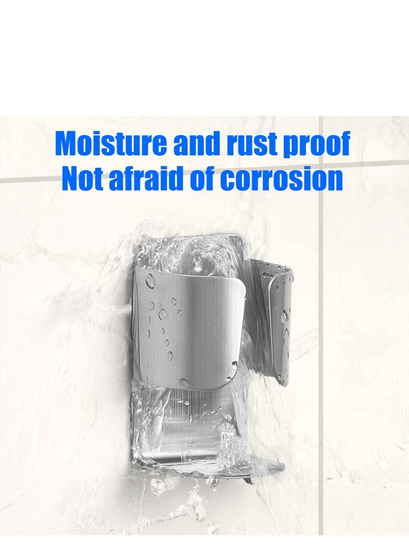 Excefore حامل فرشاة أسنان من الفولاذ المقاوم للصدأ 2 حزمة ، مقاوم للماء ذاتي اللصق مثبت على الحائط ، حامل فرشاة الأسنان الكهربائية ، مناسب لفرشاة الأسنان الكهربائية ، ومعجون الأسنان ، ومنظف الوجه (فضي) - Image 3