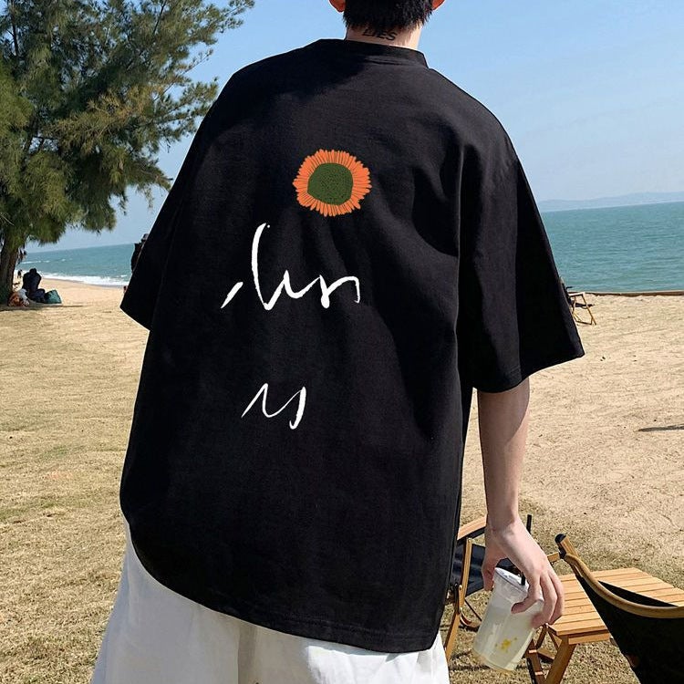 Men'S T-Shirt Loose Summer Klein Blue Heavy Cotton Design Sense Niche Trendy Brand Plus Size Hong Kong Style Men'S Short Sleeve - Image 1