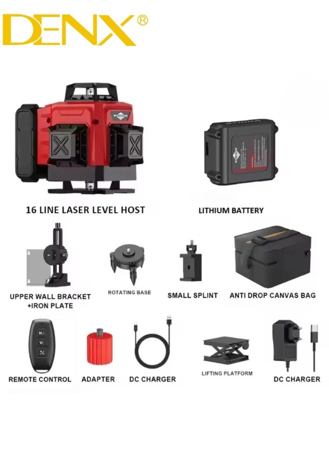 DENX DX3308 3D-4D Laser Level Meter – High Precision ±0.22mm, 20m Working Range, Rechargeable Battery, Tripod Compatible, Automatic Self-Leveling – Ideal for Construction, Carpentry & Interior Decoration - Image 1