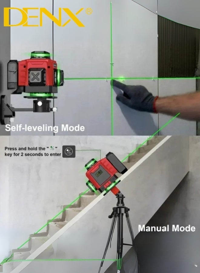 DENX DX3308 3D-4D Laser Level Meter – High Precision ±0.22mm, 20m Working Range, Rechargeable Battery, Tripod Compatible, Automatic Self-Leveling – Ideal for Construction, Carpentry & Interior Decoration - Image 5