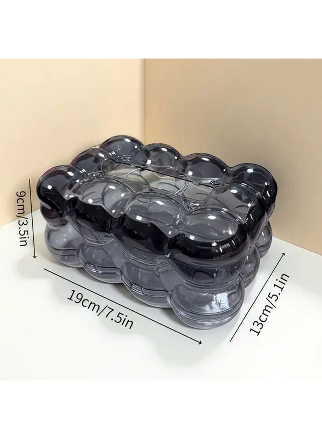 Transparent Black Tissue Box Holder Durable Plastic Rectangular Napkin Organizer with Dome Lid - Image 4