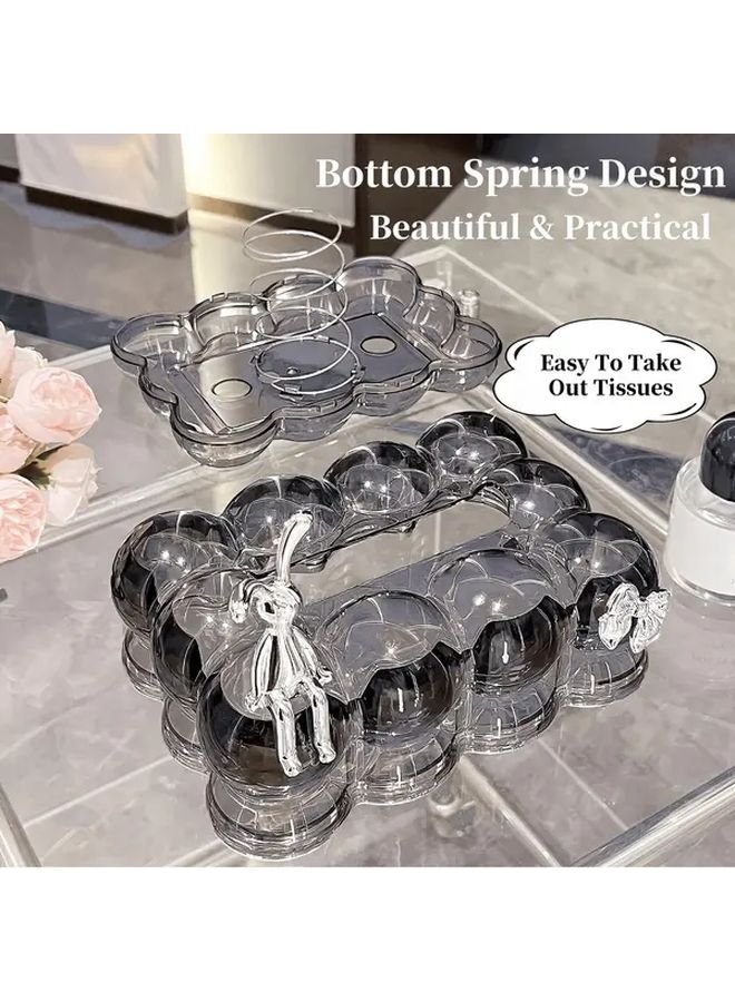 Transparent Black Tissue Box Holder Durable Plastic Rectangular Napkin Organizer with Dome Lid - Image 5