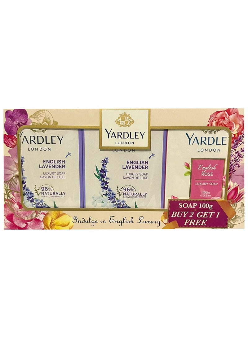Yardley - Pack Of 3 Soap English Lavender and English Rose 3x100g - Image 1