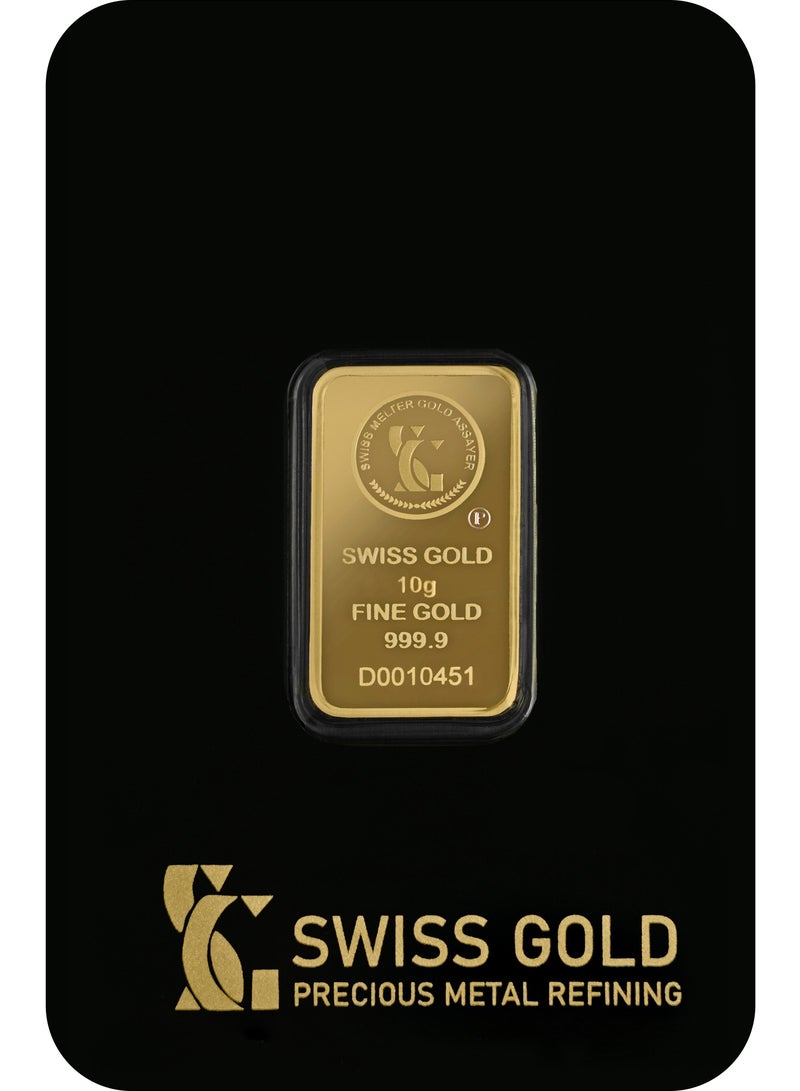 سويس جولد سبيكة ذهب سويس جولد 10 جرام 24 قيراط (999.9%) ذهب نقي - Image 1