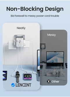 Lencent Multi Plug Extension with 2 USB, 3 Way 3 Plugs Socket adapter, 5-in-1 Cube Electrical Extender Outlet Adaptor, USB Wall Charger, 3 Pin Plug Expander for Home, Office, Kitchen, 13A 3250W  - Image 2
