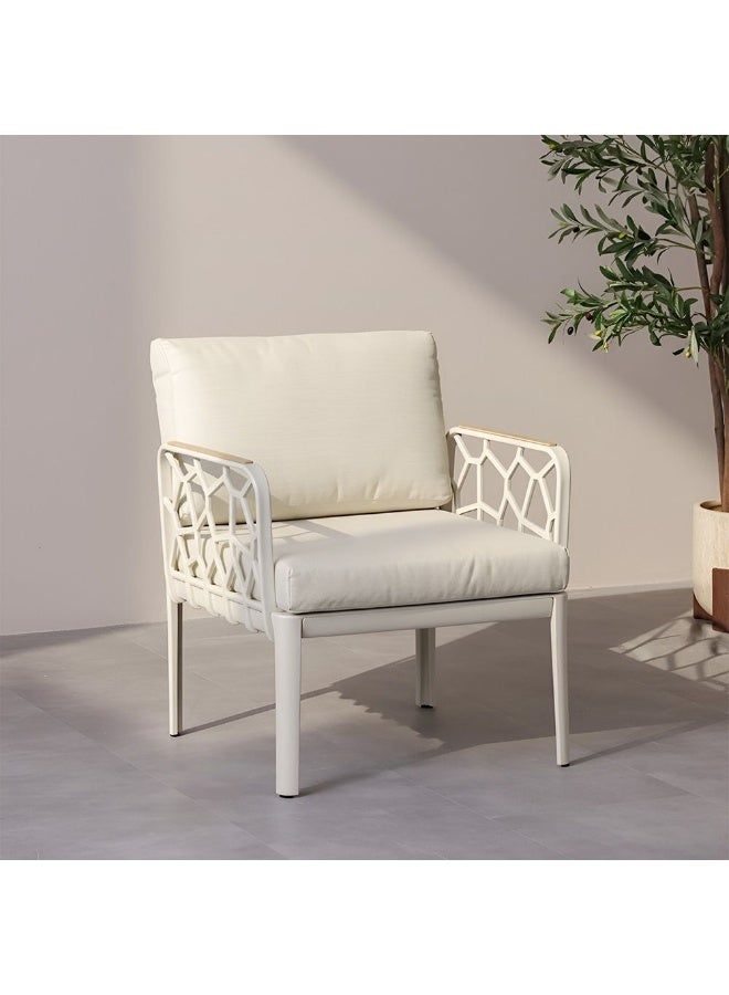 DANUBE HOME Ruby Dining Chair Outdoor Garden Chair | All-Weather Garden Seating |  One Seater Chair Plastic Modern Outdoor Furniture For Patio L73xW71xH85cm-Beige - Image 1