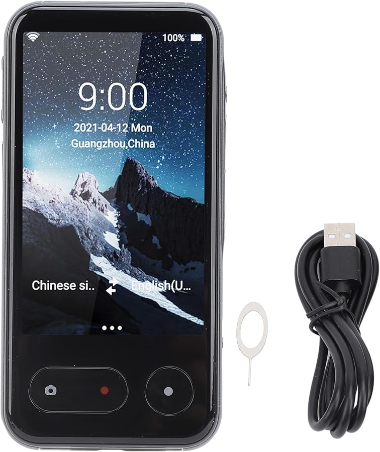 Black Portable Voice Translator 56 Languages Offline 5MP Camera 4000mAh Battery Dual Mic Noise Canceling - Image 1