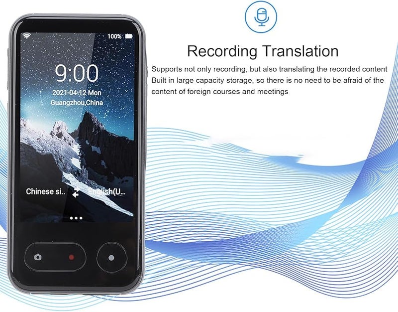 Black Portable Voice Translator 56 Languages Offline 5MP Camera 4000mAh Battery Dual Mic Noise Canceling - Image 3